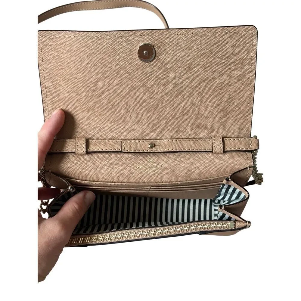 Kate Spade Saffiano Leather Crossbody‎ Purse Bag Tan Chain
